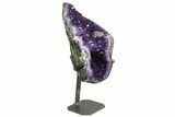 Amethyst Geode Section with Calcite on Metal Stand - Uruguay #171907-3